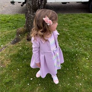 BONNIE JEAN Pastel Striped and Purple Toddler Easter Dress Set